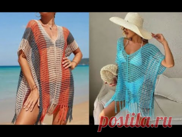 Идеи вязания пляжного платья из прямоугольников