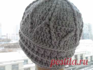 Женская шапка крючком,рельефные узоры 1 часть( relief cap crochet) (Шапка #30)
