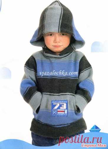 Детский пуловер капюшоном - Вязание для детей - Страна Мам