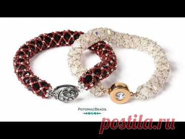 Crystal Netting Lace Bracelet - DIY Jewelry Making Tutorial by PotomacBeads