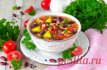 Суп из фасоли красной консервированной с мясом рецепт фото пошагово и видео - 1000.menu