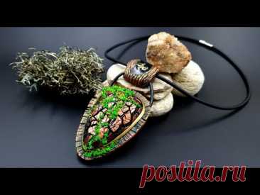 Amazing Nature Inspired Pendant - Polymer Clay Jewelry Project! Detailed Tutorial | DIY Wearable Art