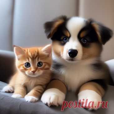 «Милые друзья - котики и собаки» — создано в Шедевруме