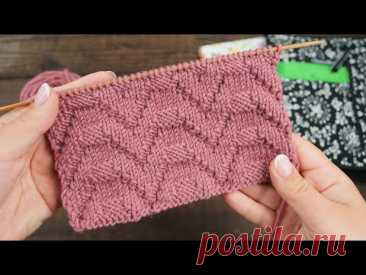 «Step» теневой узор спицами  🏅 "Step" knitting pattern