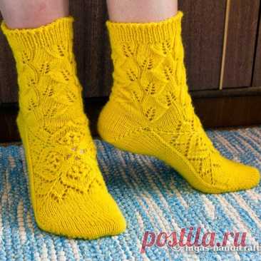 Красивые и уютные: ажурные носки спицами | Креаликум