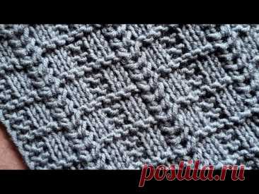 Фоновый рельефный узор спицами. 🧶❤️➡️ПОНРАВИТСЯ!!! knitting pattern.