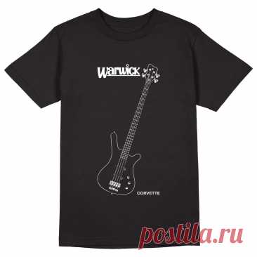 Мужская футболка «Warwick Corvette. Бас-гитара. Bass guitar. Rock.» цвет черный - дизайнер принта Kaplio