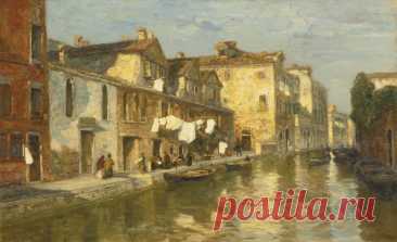 Guglielmo Ciardi - An Afternoon on a Venetian Canal - t4013 | TiPiTi.info