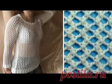 Ажурный узор спицами   Open work knitting pattern 10