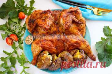 Запеченная курица в специях | Волшебная Eда.ру Курица, запеченная целиком в духовке, всегда получается ароматной, очень вкусной, с хрустящей корочкой. Пошаговый рецепт с фото.