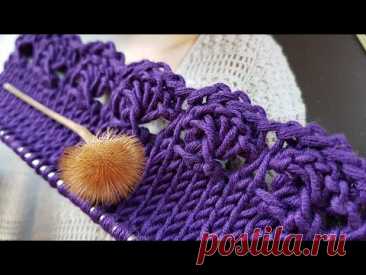 Креативная обвязка края на спицах 🤗 knitting pattern.