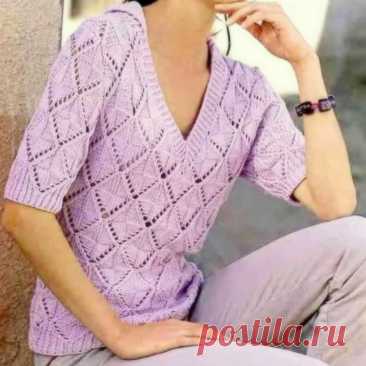 Лиловый пуловер спицами – Paradosik Handmade - вязание для начинающих и профессионалов