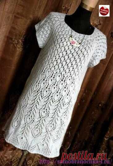 Красивый узор для вязания. Китайский павлин — ажурное платье спицами.