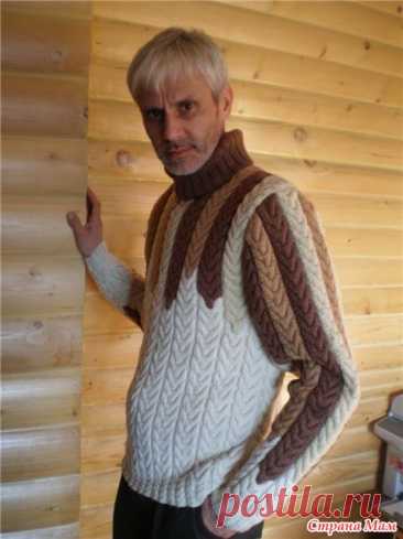 Пуловер с коричневыми "косами" - Вязание спицами - Страна Мам