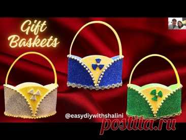 DIY Gift Basket ideas | Uses of Glitter sheet | DIY Crafts | Basket Making || Easydiywithshalini