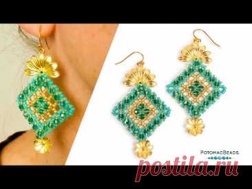 Inside Out Right Angle Weave Earring - DIY Jewelry Making Tutorial by PotomacBeads