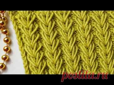 Узор "Колоски" 🌾/ Красивый объёмный узор спицами 🧶/Pattern "Spikelets"/Beautiful volumetric pattern