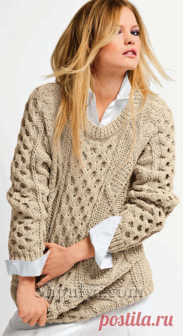 Вязаный свитер с ирландскими узорами.
Размеры: S/M/L/XL/XXL.