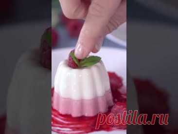 Vanilla and Raspberry Panna Cotta #shorts #pannacotta