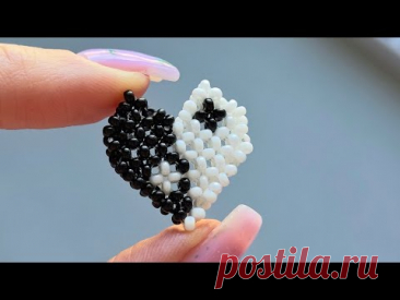 Beaded Heart Yin Yang Tutorial | DIY 🤍🖤