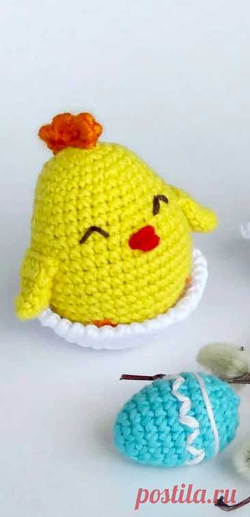 PDF Пасхальный Цыплёнок крючком. FREE crochet pattern; Аmigurumi bird patterns. Амигуруми схемы и описания на русском. Вязаные игрушки и поделки своими руками #amimore - маленький цыпленок к Пасхе, цыплята.