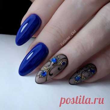 Синий дизайн ногтей