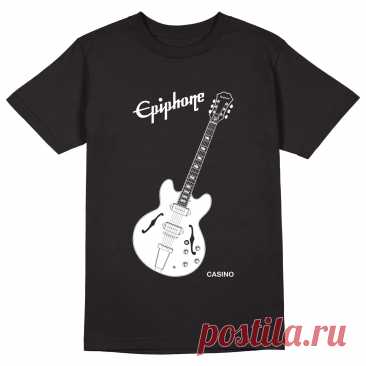 Мужская футболка «Epiphone Casino.Гитара.Guitar. John Lennon.Леннон.» цвет черный - дизайнер принта Kaplio