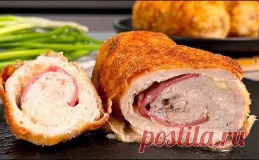 Лучше, проще и сочнее котлет: рулетики из куриного филе с сыром и ветчиной