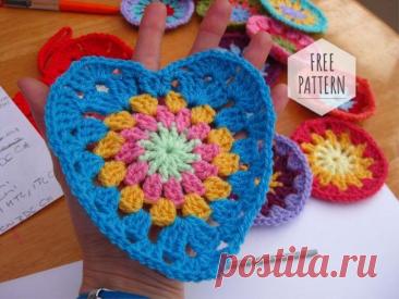 Crochet Motif Heart Free Pattern