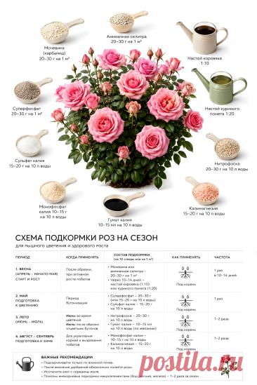 Схема подкормки роз на сезон