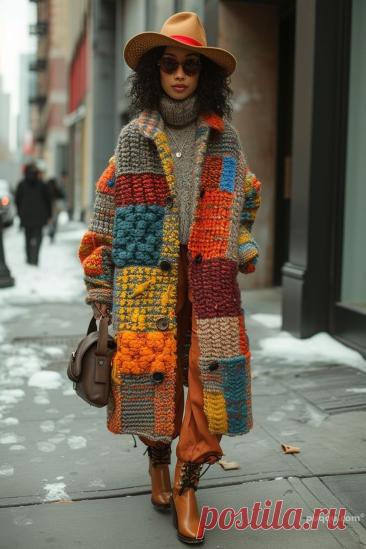 Colorblock Knit Patchwork Cardigan Trend - Fashionable and Stylish | Knit patchwork cardigan for fall, Multicolor patchwork sweater coat for winter, Patchwork cozy crochet coat