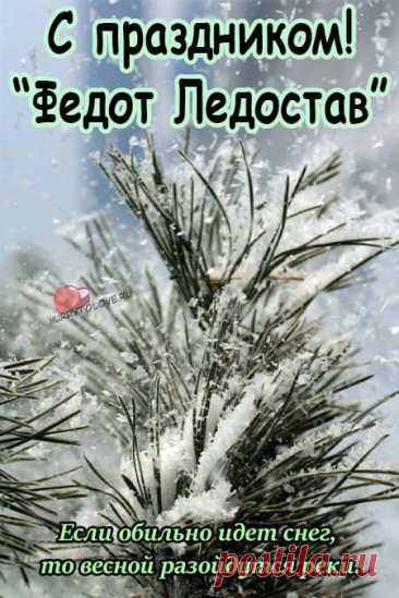 По Федоту гадали на счастье: если ветер тёплый — год будет добрым. Пусть и ваше сердце согревает надежда. Желаю мира, улыбок и спокойных дней. Пусть все перемены будут ровными и тёплыми. Открытки на Федотов день.