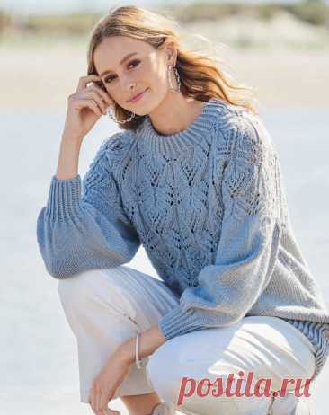 Шерстяной пуловер с ажурной кокеткой - delava-ya.ru