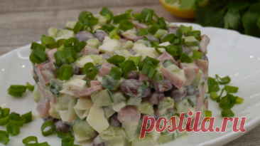 ► Салат "Проще простого": простейший рецепт (без картошки) - ненавязчивый и аппетитный, на замену оливье | Готовим с Калниной Натальей | Дзен