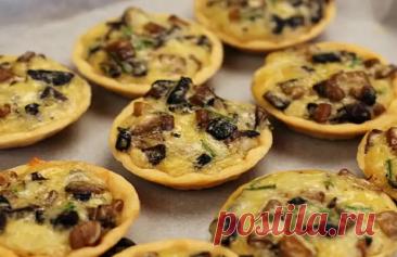 Тарталетки с грибным жульеном, идеальная закуска на все случаи жизни