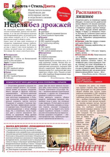 Бездрожжевая диета. Диета на плавленых сырках