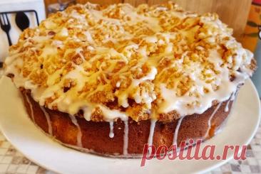 Пирог с персиками, штрейзелем и сахарной глазурью рецепт – Русская кухня: Выпечка и десерты. «Еда»