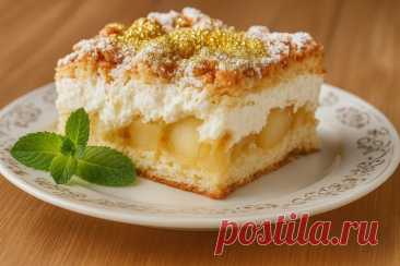 Роскошный яблочный пирог с кремовой прослойкой и карамельным настроением