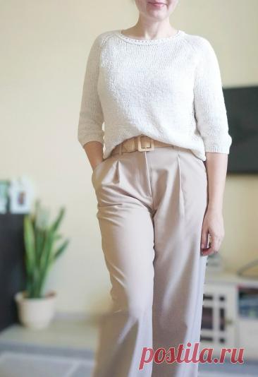 42 мой бесплатный МК на канале. Описание вязания джемпера "Белый шелк" | Стильное вязание KNITMILO | Дзен