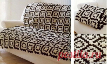 Плед из квадратных мотивов крючком. Схема | Вязаные крючком аксессуары .