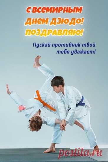 С Днём дзюдо! Пусть твои победы будут достойными, а поражения — мудрыми. Ведь даже проигрыш — часть пути к мастерству. Открытки на День дзюдо.