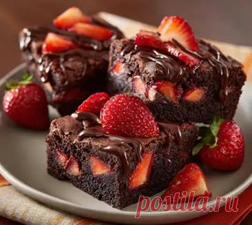 Рецепт шоколадных пирожных с клубникой