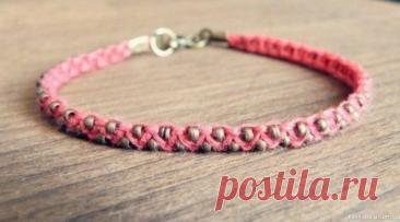 Плетение браслетов из ниток и бусин | Макраме и вязание на вилке