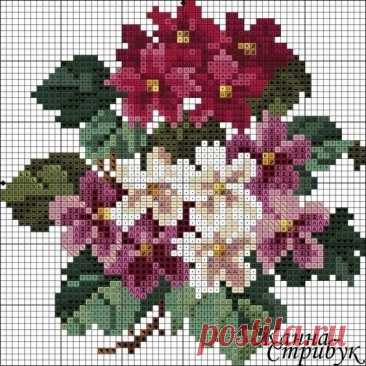 Подборка вышитых композиций с цветами