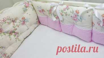 Бортики подушки в кроватку с кружевом и бусинками. МК | Выкройки | Lekalo.online | Дзен