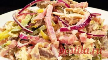 Вкусный, сытный, остренький мясной салат "Мужики" к празднику! | Алена Митрофанова - рецепты. | Дзен