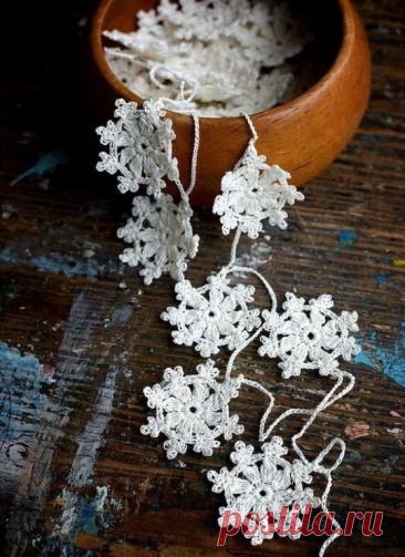 Вязаные снежинки. Схемы