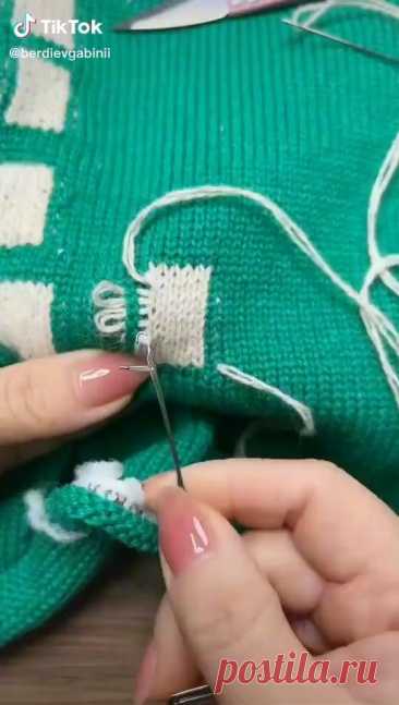 Вязание квадратиков на свитере