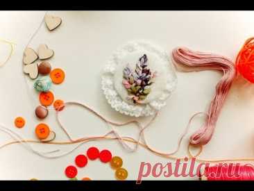 БРОШЬ с вышивкой лентами за 20 минут. Вышивка лентами / How to embroider a brooch with ribbons