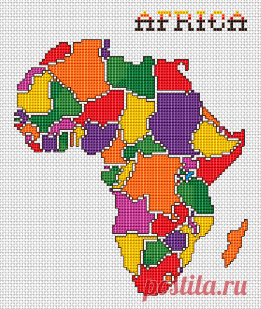 Free Cross Stitch Patterns : Map of Africa free cross stitch pattern